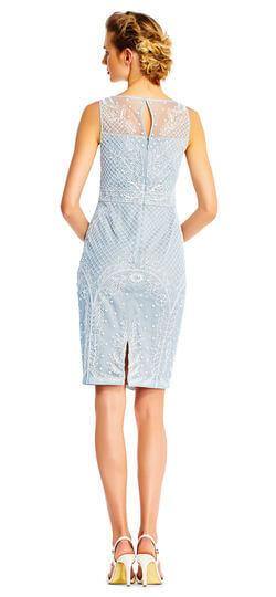 Adrianna Papell Sleeveless Beaded Short Cocktail Dress - The Dress Outlet Adrianna Papell