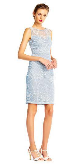 Adrianna Papell Sleeveless Beaded Short Cocktail Dress - The Dress Outlet Adrianna Papell