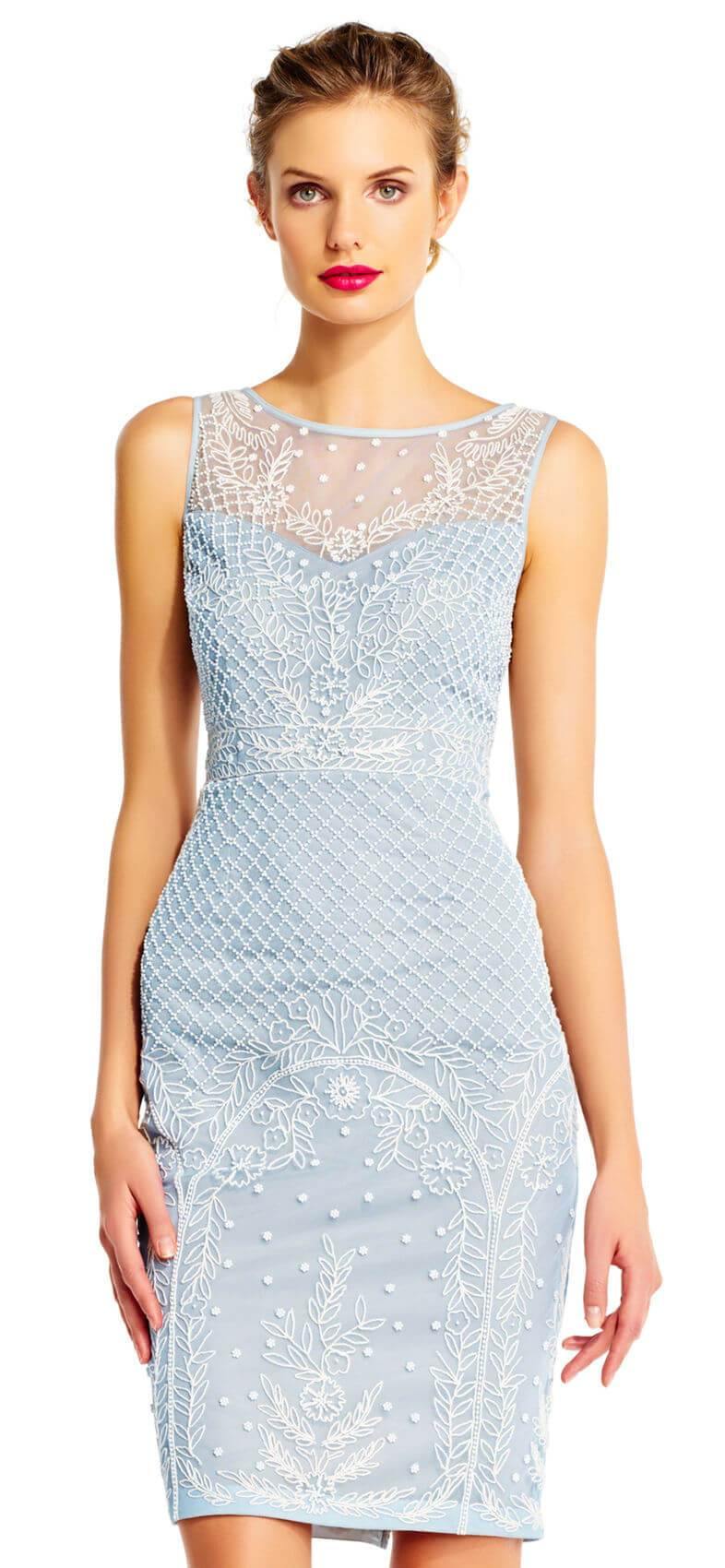 Adrianna Papell Sleeveless Beaded Short Cocktail Dress - The Dress Outlet Adrianna Papell