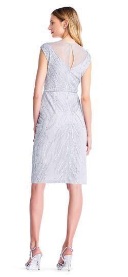 Adrianna Papell Beaded Cap Sleeve Short Cocktail Dress - The Dress Outlet Adrianna Papell