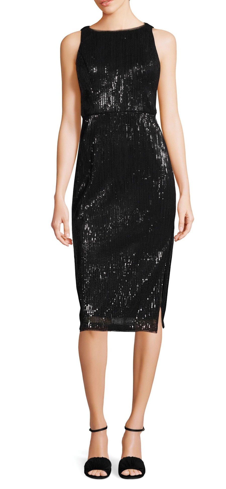 Adrianna Papell Scoop Neck Sleeveless Short Sequin Dress - The Dress Outlet Adrianna Papell