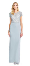 Adrianna Papell Long Formal Short Sleeve Evening Dress - The Dress Outlet Adrianna Papell