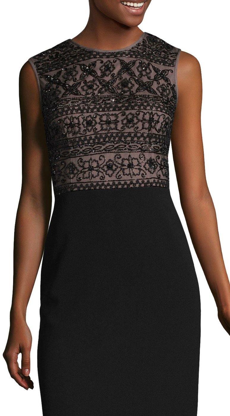 Adrianna Papell Crew Neck Sleeveless Formal Long Dress - The Dress Outlet Adrianna Papell