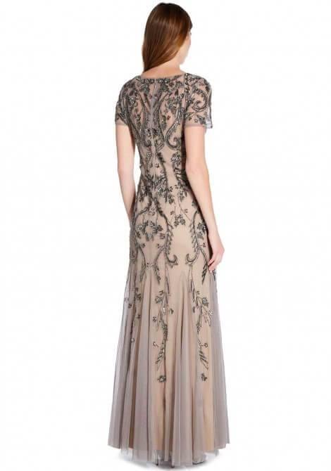 Adrianna Papell Long Formal Short Sleeve Evening Dress - The Dress Outlet Adrianna Papell