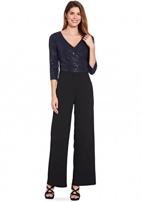 Adrianna Papell Long Formal Sequins Pant Suit - The Dress Outlet Adrianna Papell