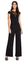 Adrianna Papell Short Sleeve Formal  Beaded Pant Suit - The Dress Outlet Adrianna Papell