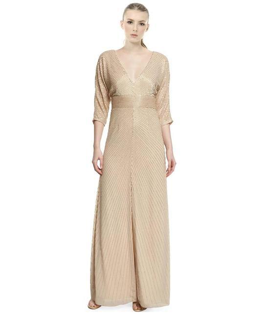 Aidan by Aidan Mattox Long Formal Beaded Chiffon Gown - The Dress Outlet Aidan Mattox