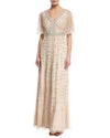 Aidan by Aidan Mattox Long Formal Flutter Sleeve Gown - The Dress Outlet