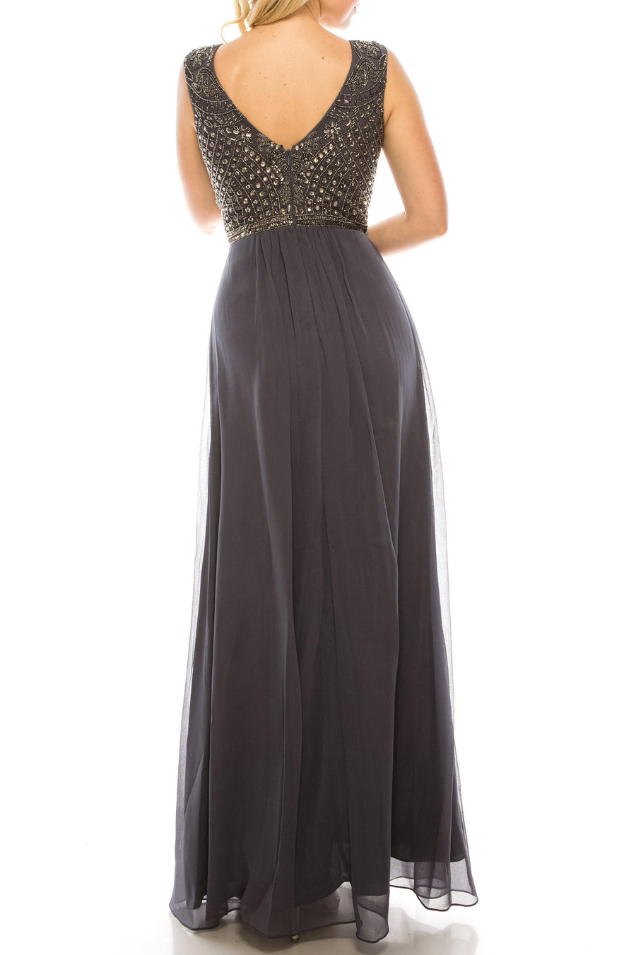 Aidan Mattox Long Formal Beaded A Line Evening Gown - The Dress Outlet