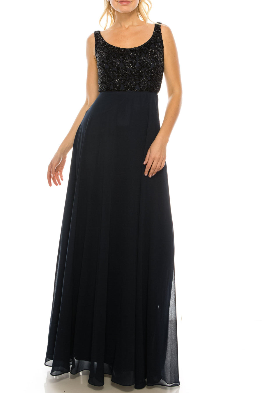 Aidan Mattox Long Formal Beaded Evening Cape Dress - The Dress Outlet