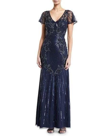 Aidan Mattox Long Formal Flutter Sleeve Beaded Gown - The Dress Outlet