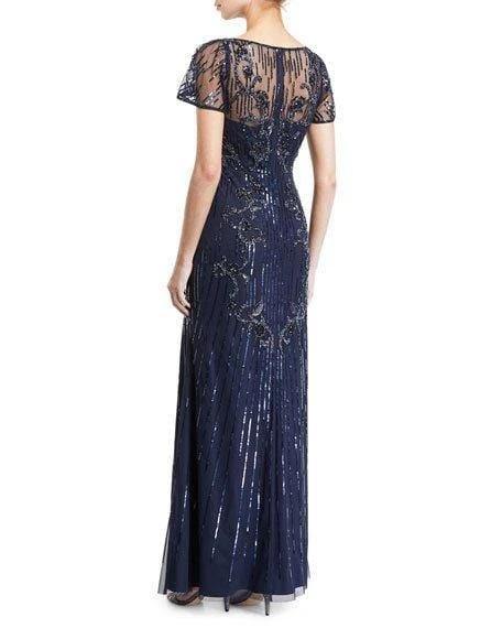 Aidan Mattox Long Formal Flutter Sleeve Beaded Gown - The Dress Outlet