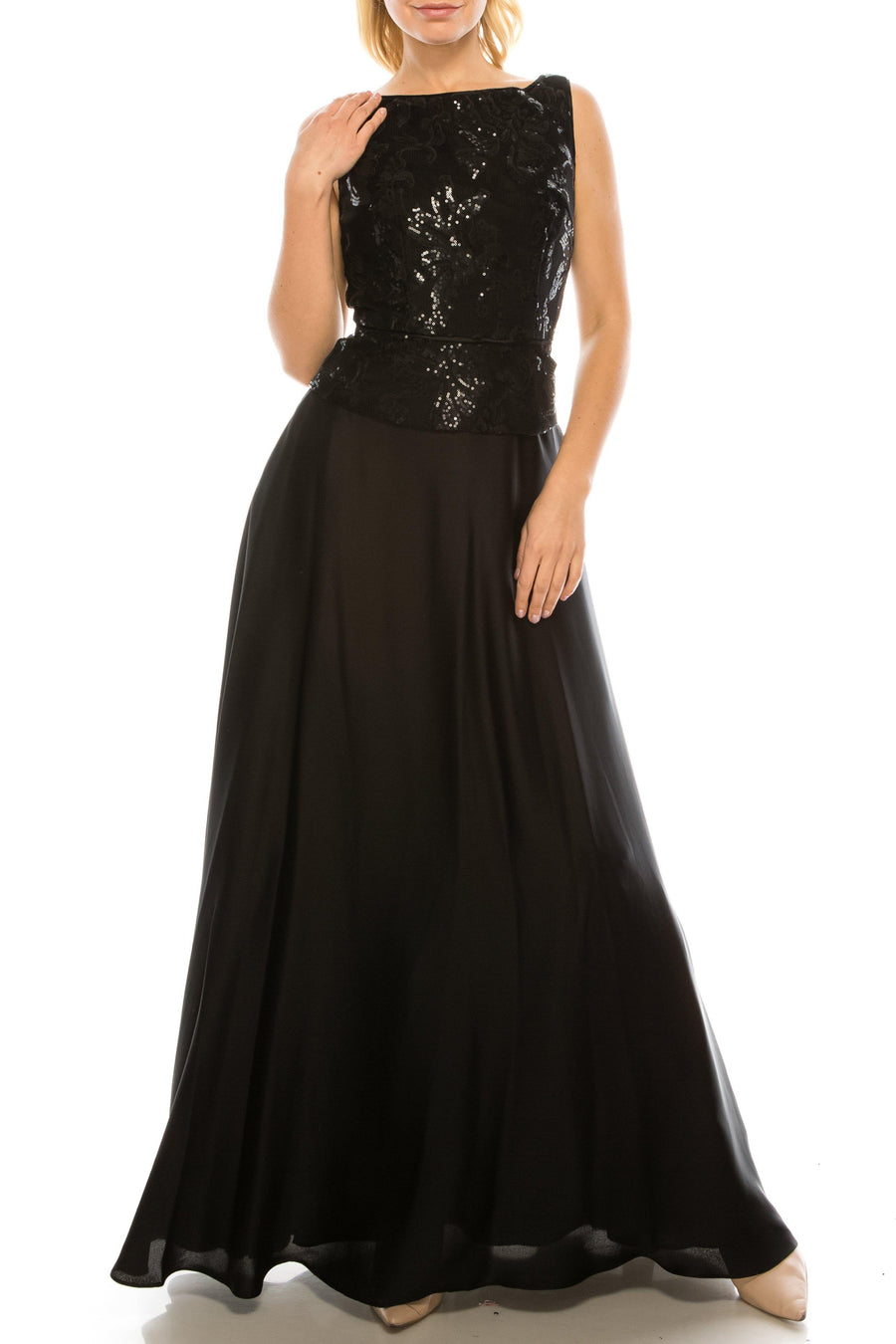 Aidan Mattox Long Formal Sleeveless Peplum Dress - The Dress Outlet