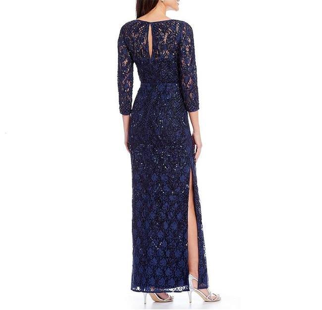 Aidan Mattox Long Sleeve Long Formal Lace Dress - The Dress Outlet Aidan Mattox