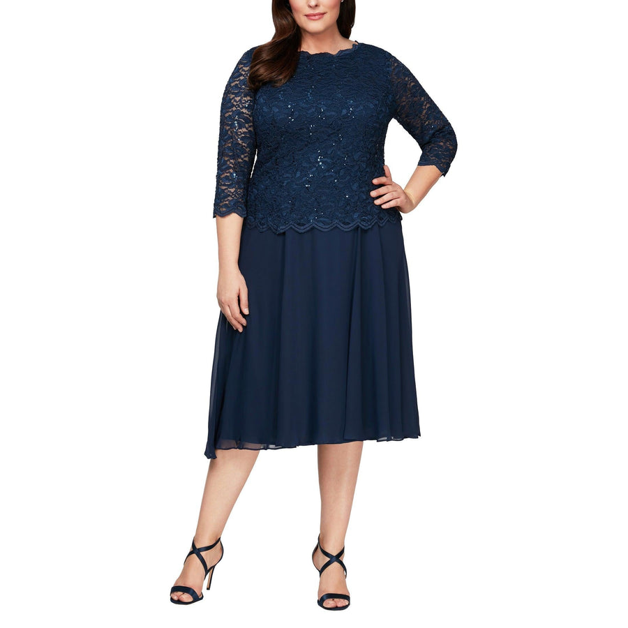 Alex Evenings Short Plus Size Chiffon Dress 4121796 - The Dress Outlet