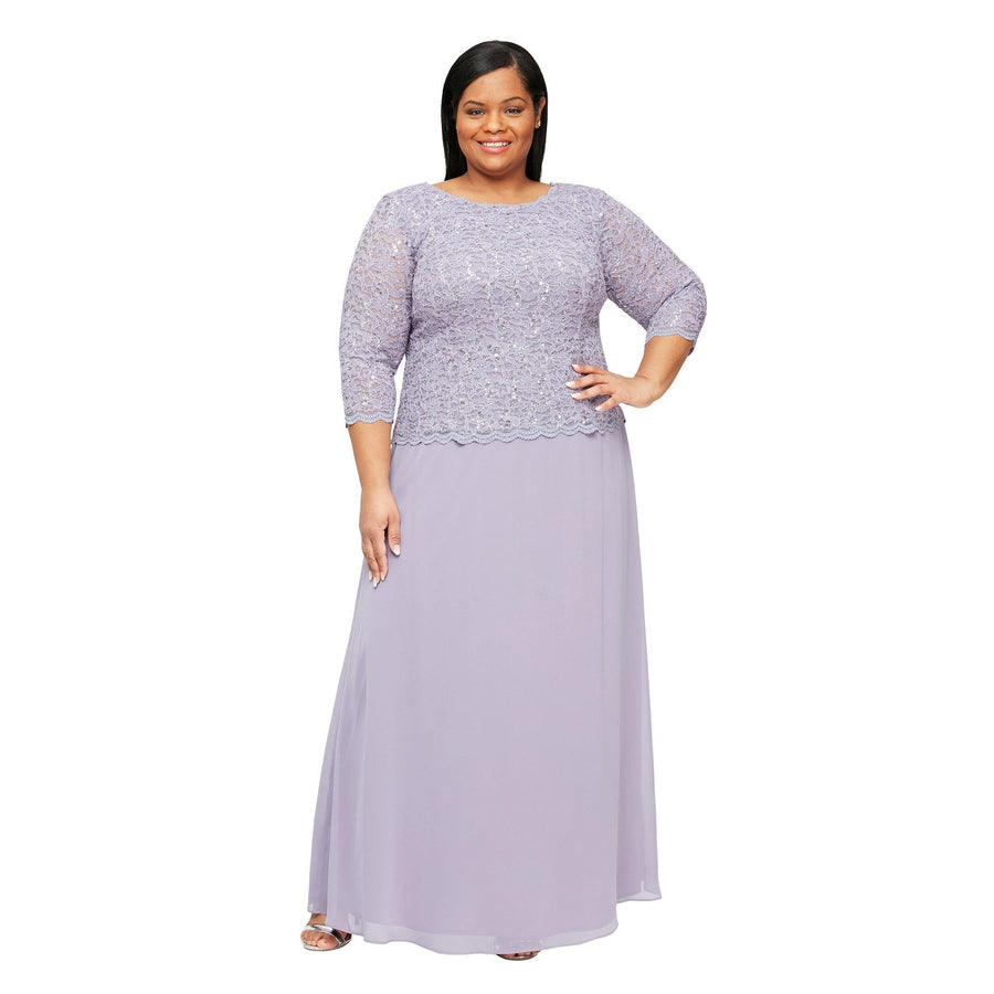 Alex Evenings Long Plus Size Chiffon Dress 412318 - The Dress Outlet