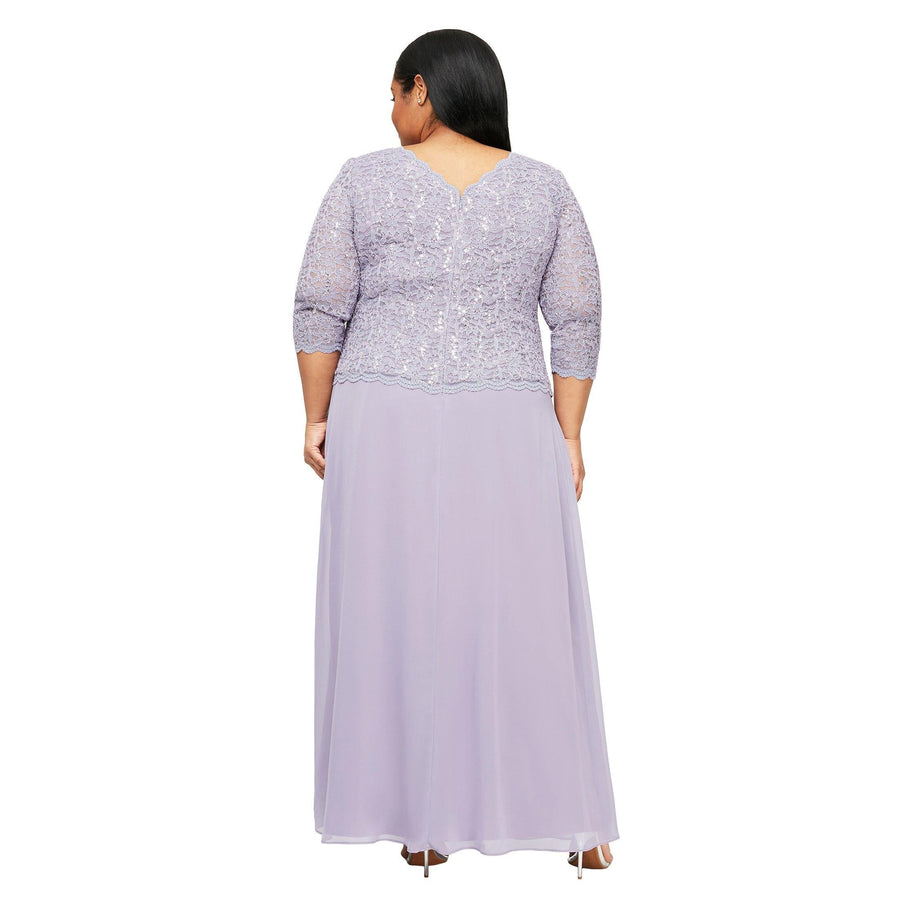 Alex Evenings Long Plus Size Chiffon Dress 412318 - The Dress Outlet