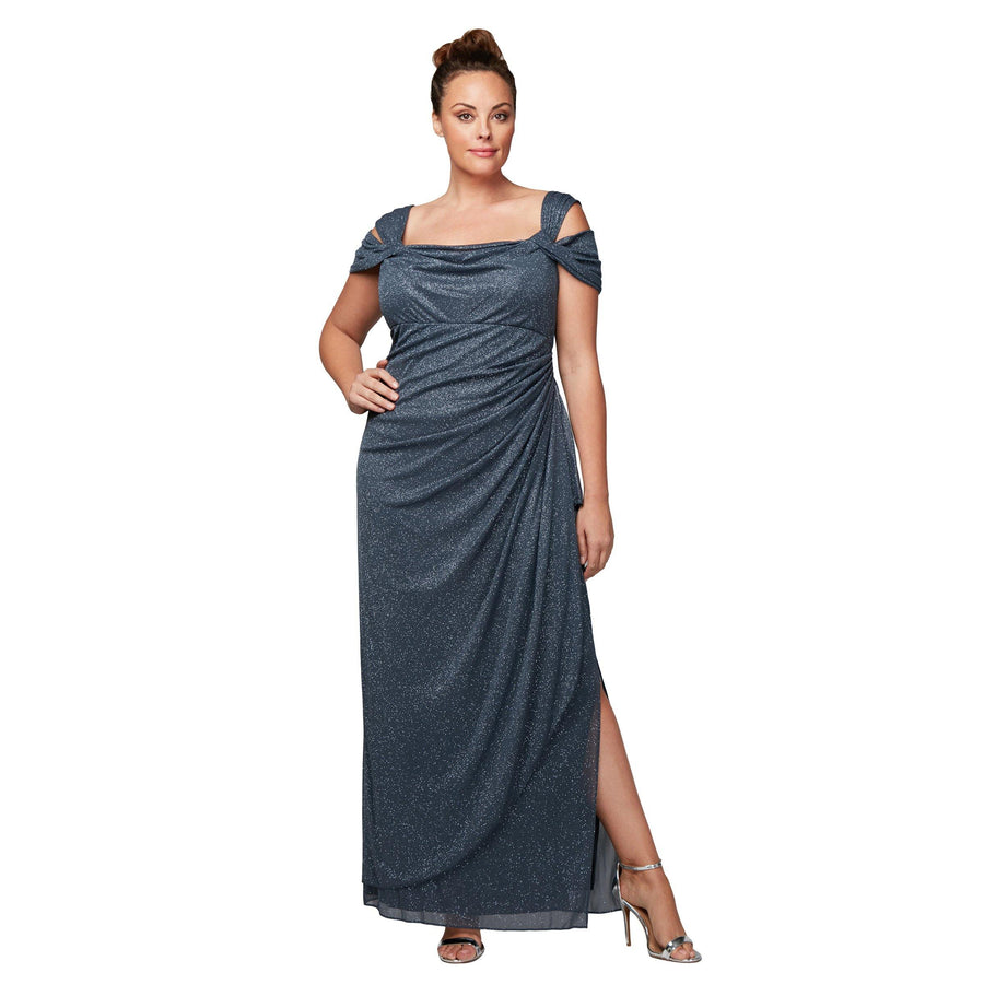 Alex Evenings Long Plus Size Glitter Dress 433026 - The Dress Outlet