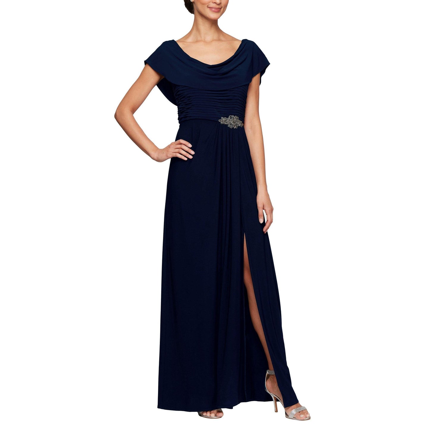 Alex Evenings Long Formal Pleated Dress 8135149 - The Dress Outlet