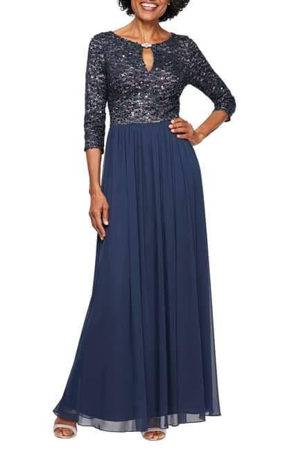 Navy Alex Evenings AE82122295 Long Petite Mother of the Bride Dress for ...