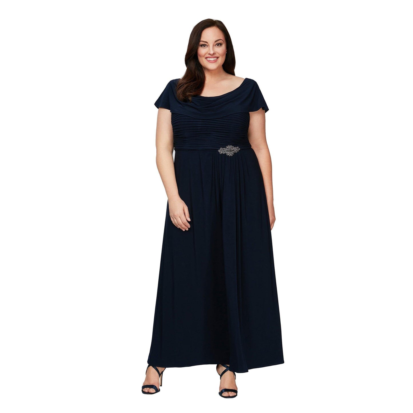 Alex Evenings Plus Size Long Pleated Dress 84351491 - The Dress Outlet