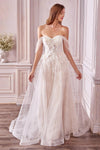 Andrea & Leo A0822 Long Off Shoulder Wedding Dress Bridal Off White/Nude