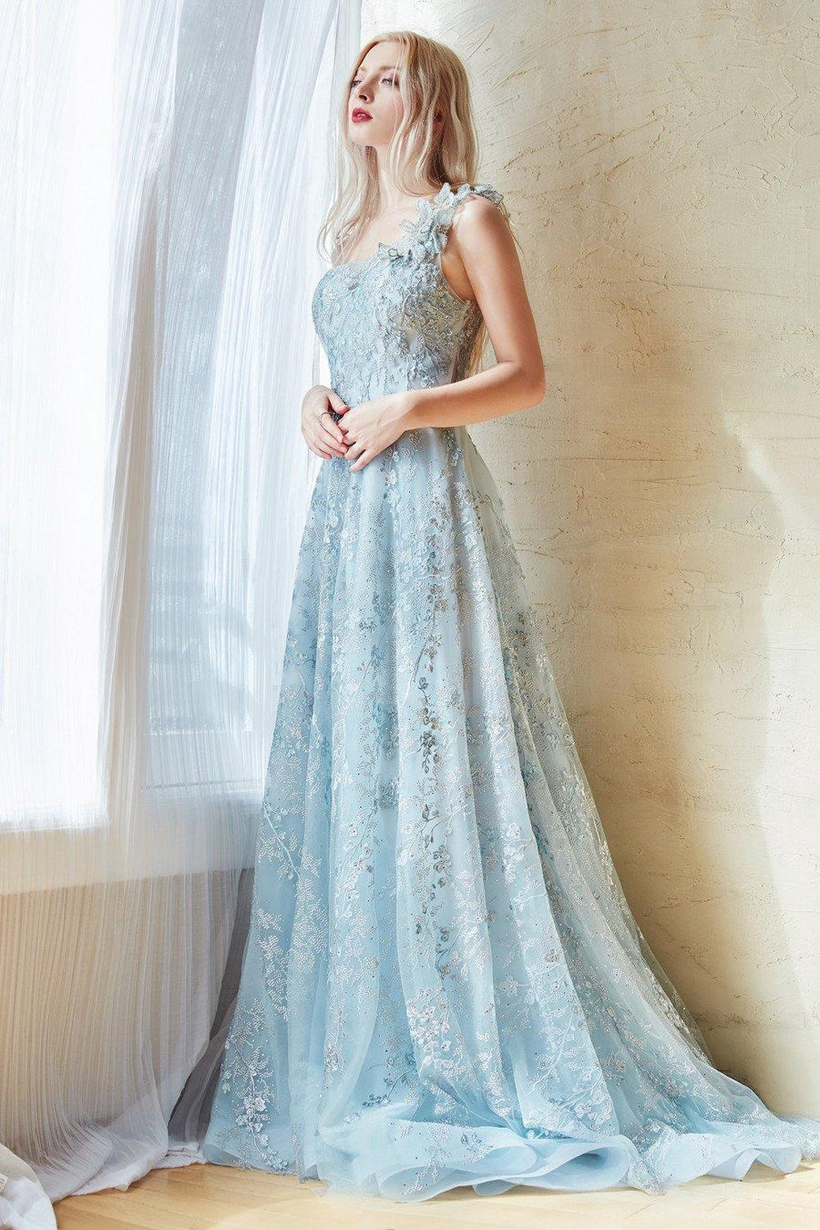 Andrea & Leo A0989 Long Sleeveless Prom Dress Sea Mist