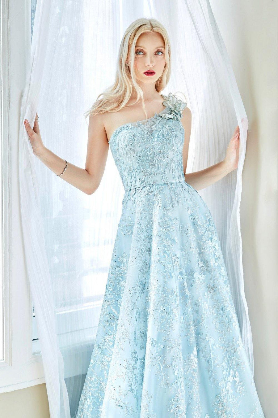 Andrea & Leo A0989 Long Sleeveless Prom Dress Sea Mist