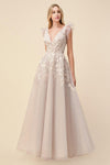 Andrea & Leo A1018 Floral Long Ball Gown Prom Dress Pale Mauve