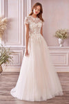 Andrea & Leo CDA1026 Prom Long Short Sleeve Wedding Dress Cream