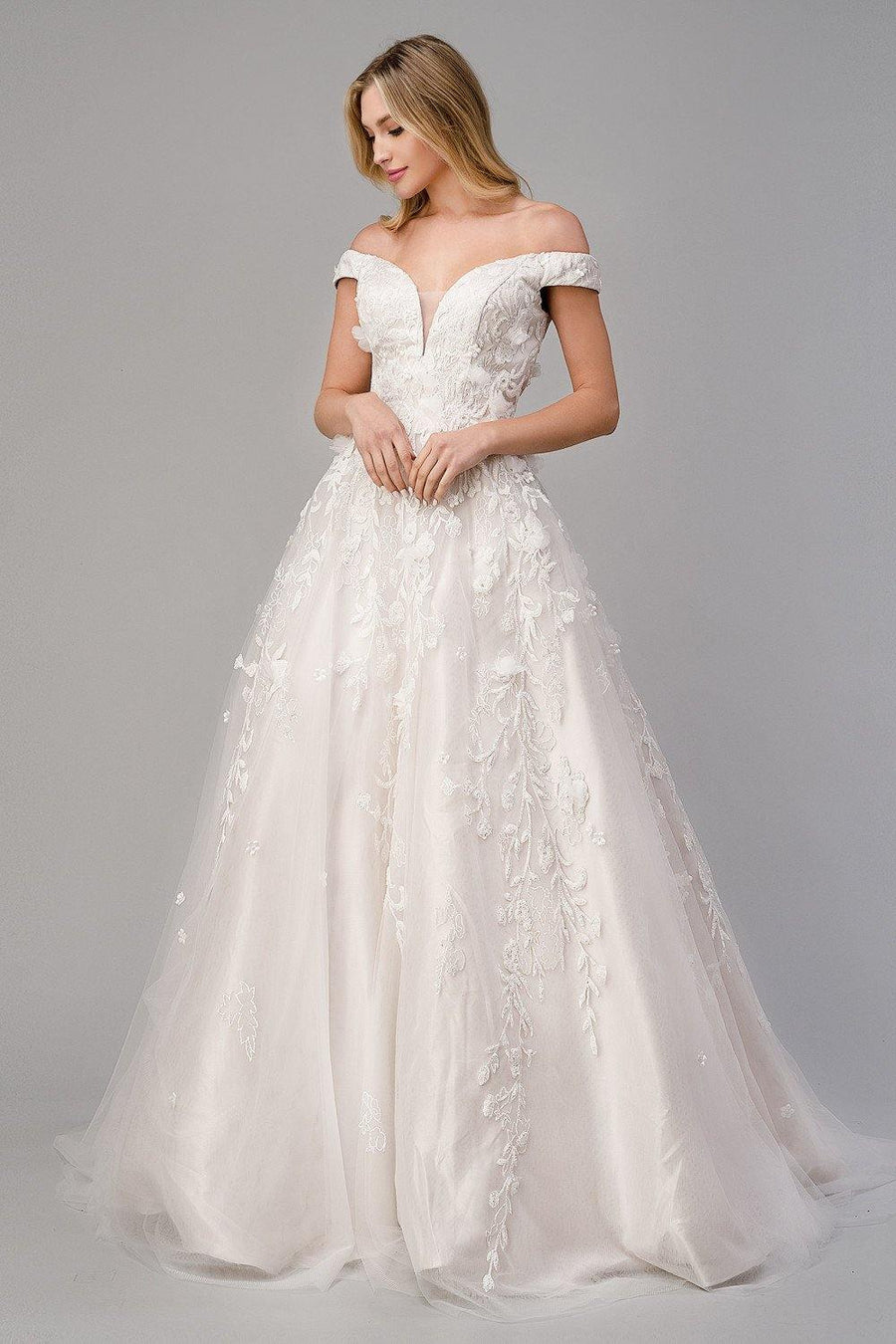 Andrea & Leo A1027W Peony Long Wedding Dress Off White