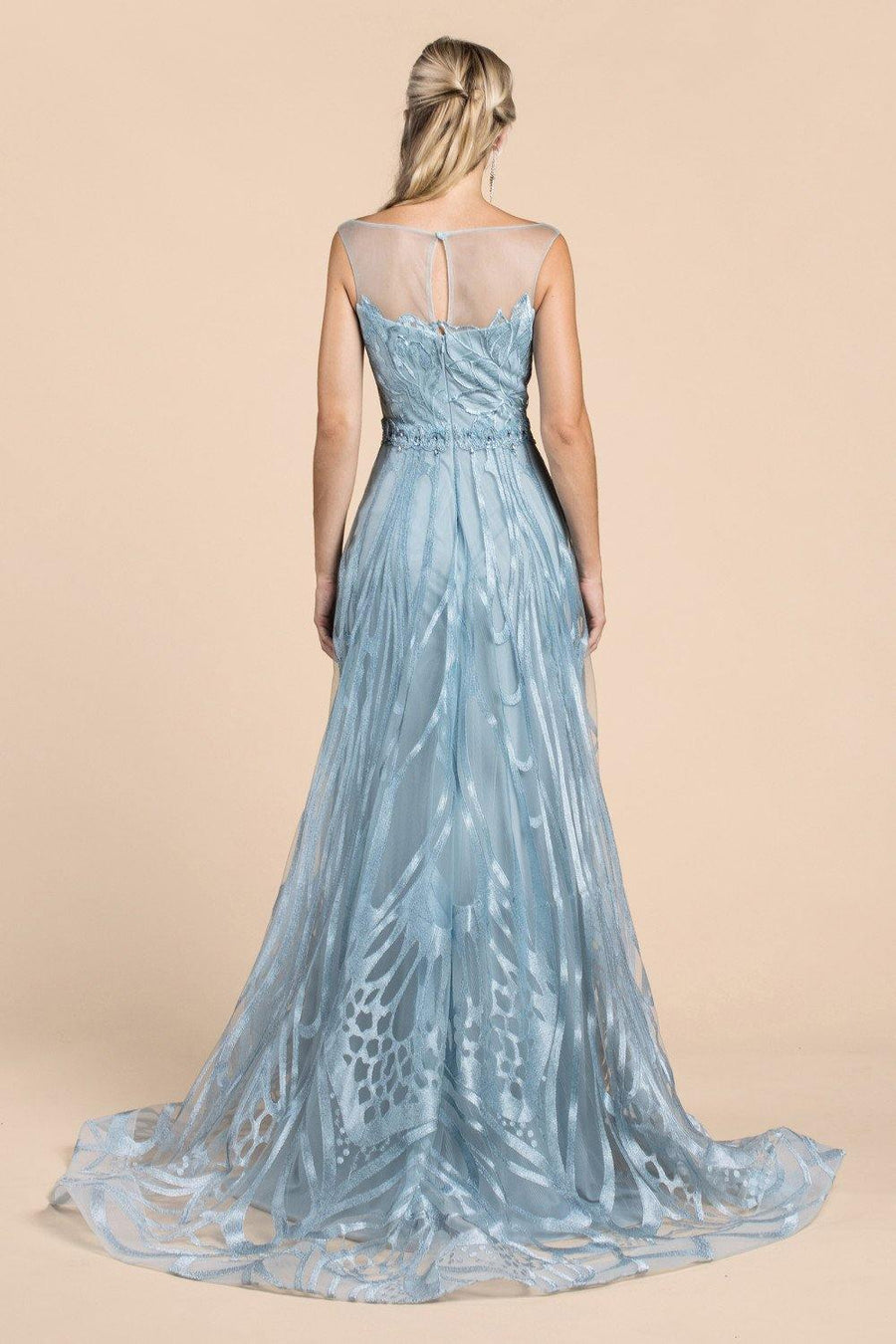 Andrea & Leo CDA0106 Butterfly Wing Long Prom Dress Paris Blue