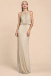 Andrea & Leo CDA0500 Grecian Metalic Long Prom Dress Champagne