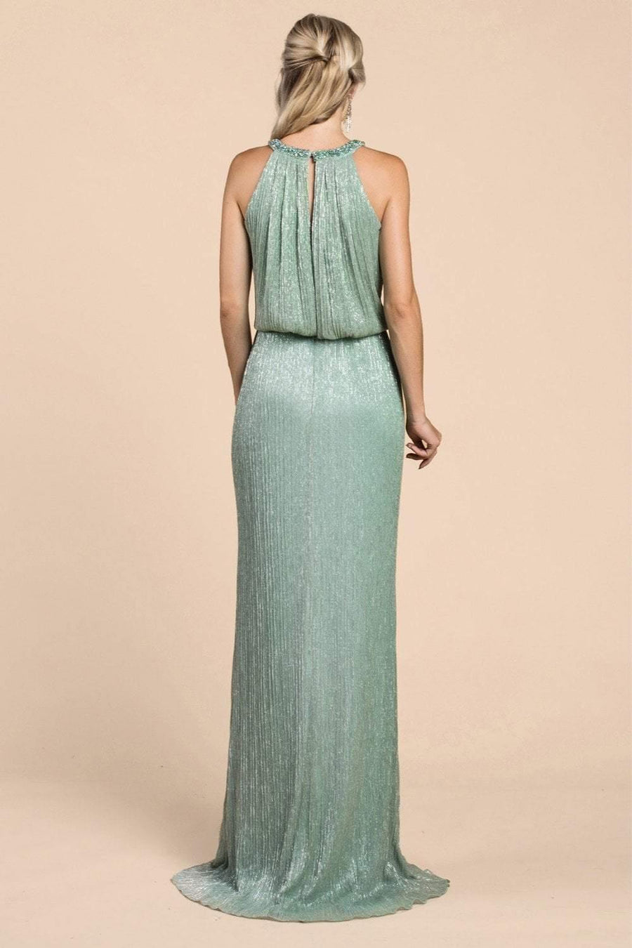 Andrea & Leo CDA0500 Grecian Metalic Long Prom Dress Sage