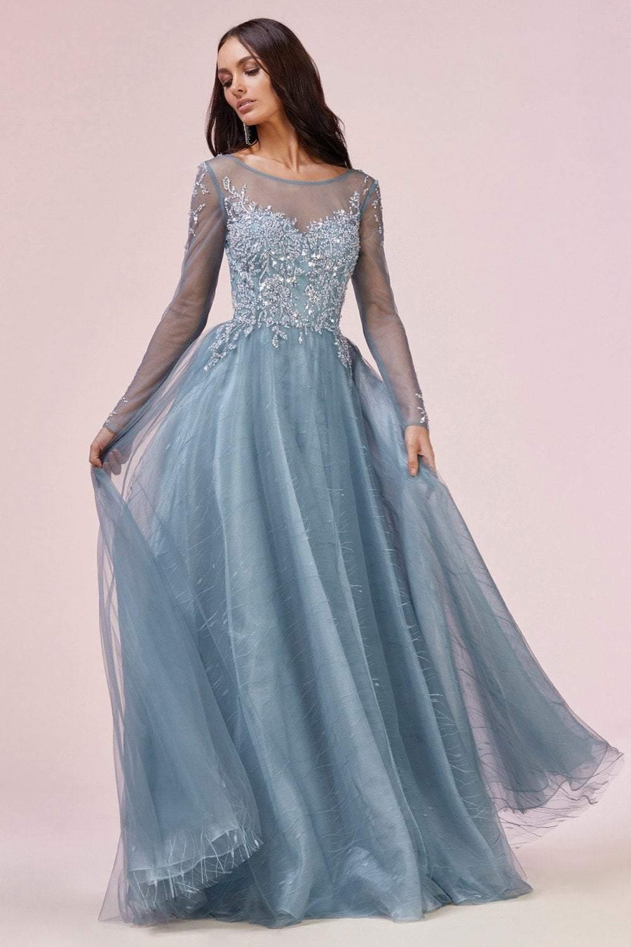 Andrea & Leo CDA0552 Formal Long Dress Prom Dove Blue