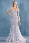 Andrea & Leo CDA0666 Long Prom Dress Evening Gown Silver