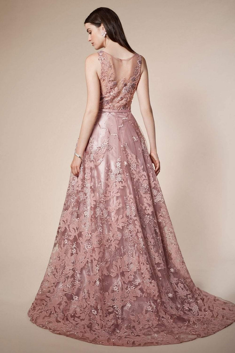 Andrea & Leo CDA0701 Long Prom Dress Evening Gown Dusty Rose