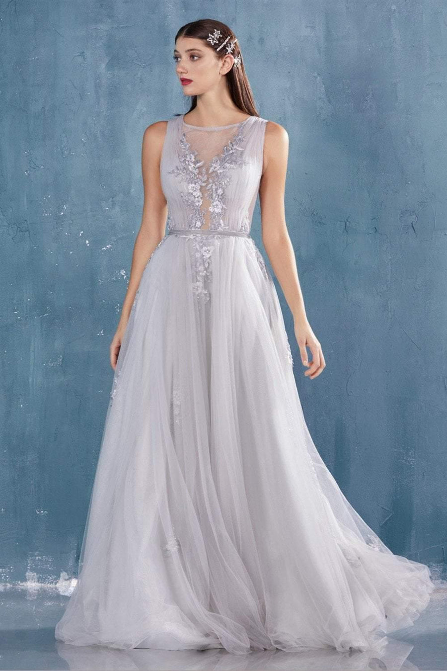 Andrea & Leo CDA0789 Prom Long Dress Evening Gown Lt. Silver