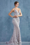 Andrea & Leo CDA0877 Sexy Long Formal Prom Dress Moonlight Grey