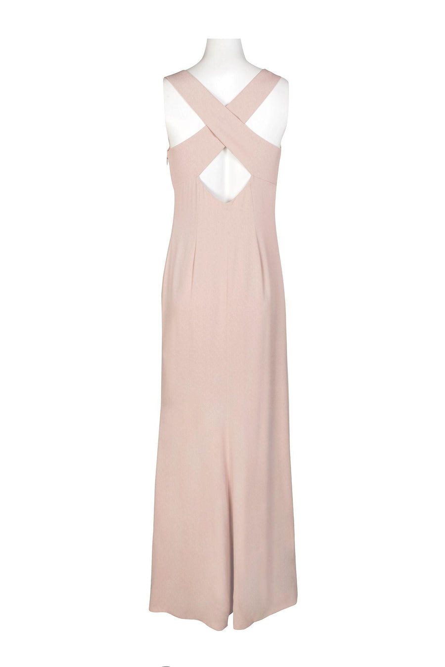 Formal Dresses Cowl Neck Sleeveless Crossed Back Slit Formal Crepe Dress Blush