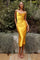 Prom Dresses Satin Formal Midi Graduation Dress Yellow