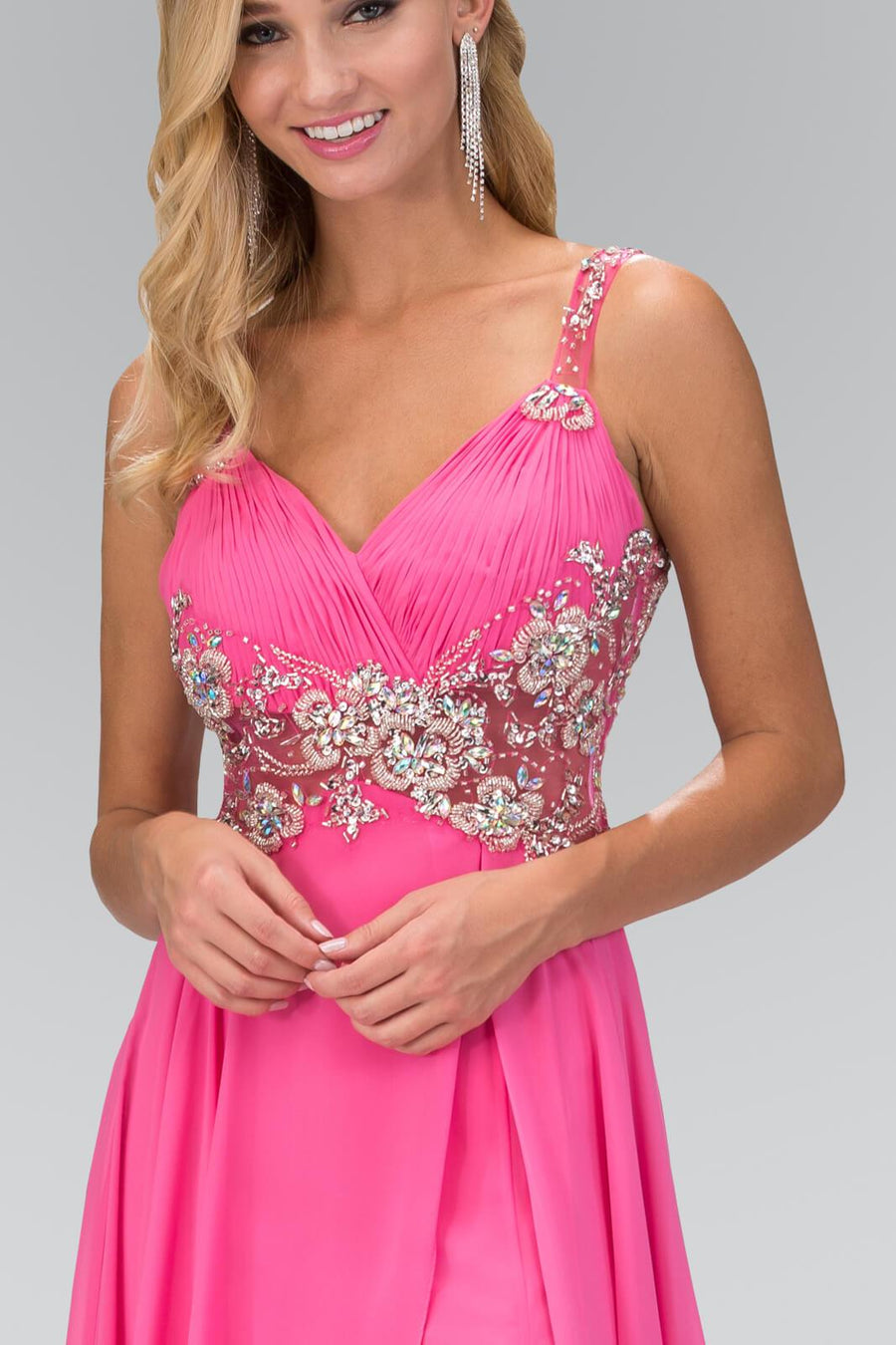 Beaded Chiffon Long Prom Dress Formal - The Dress Outlet Elizabeth K