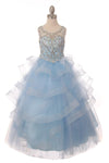 Beaded Gown with Horsehair Layered Flower Girl Dress - The Dress Outlet Cinderella Couture