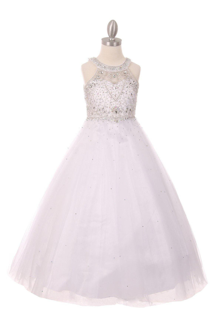 Beaded Gown with Keyhole Back Flower Girl Dress - The Dress Outlet Cinderella Couture