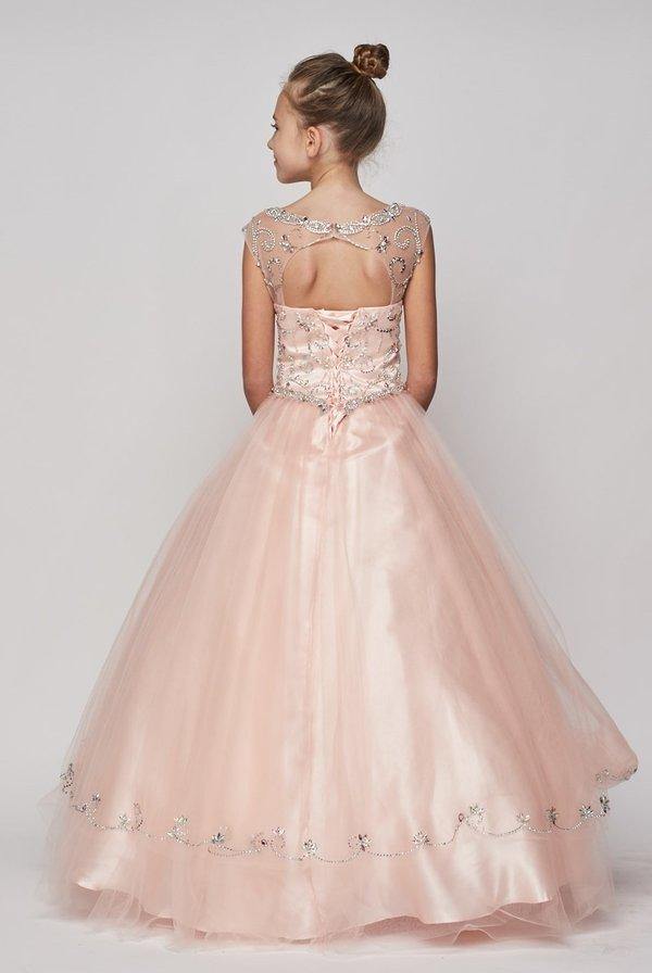 Beaded Layered Organza Gown Flower Girl Dress - The Dress Outlet Cinderella Couture