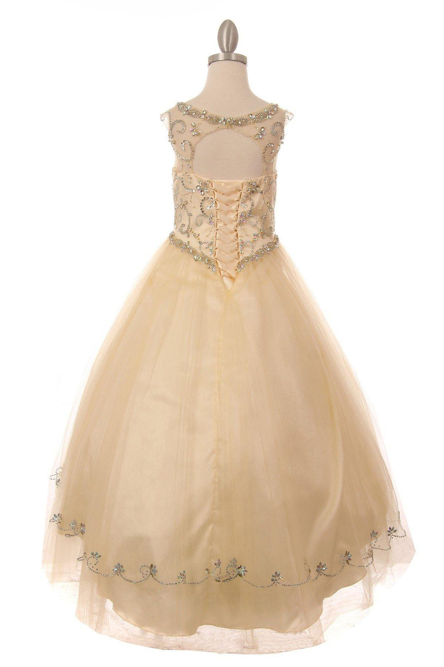 Beaded Layered Organza Gown Flower Girl Dress - The Dress Outlet Cinderella Couture