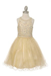 Beaded Sequin Short Flower Girl Dress - The Dress Outlet