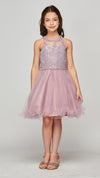 Beaded Sequin Short Flower Girl Dress - The Dress Outlet