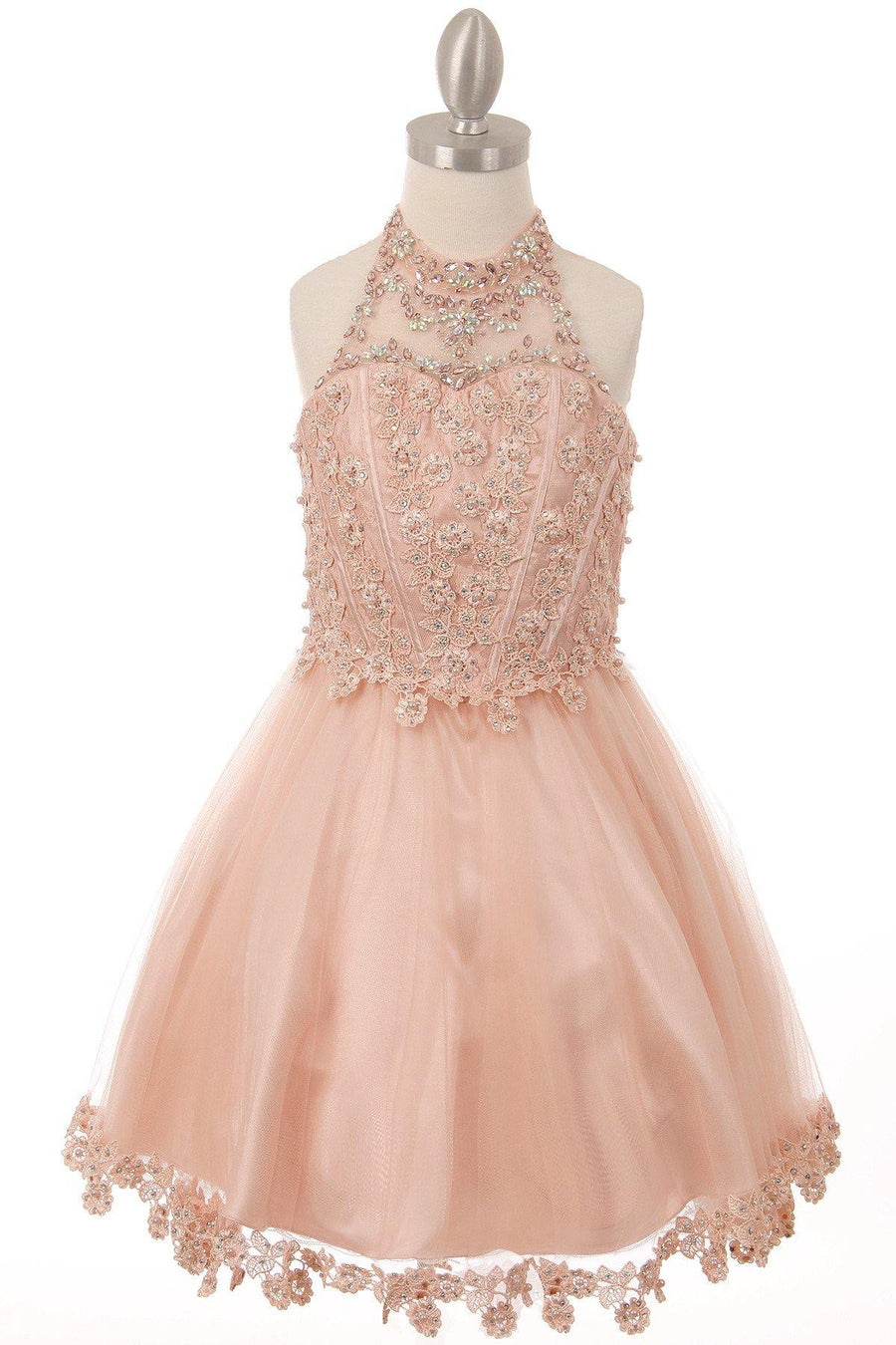 Beaded Sequin Short Flower Girl Dress - The Dress Outlet Cinderella Couture