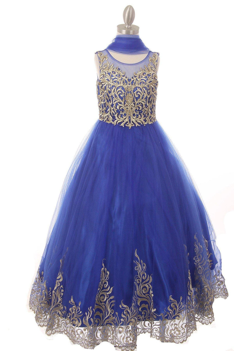 Beaded with Embroidered Hemline Gown Flower Girl Dress - The Dress Outlet Cinderella Couture